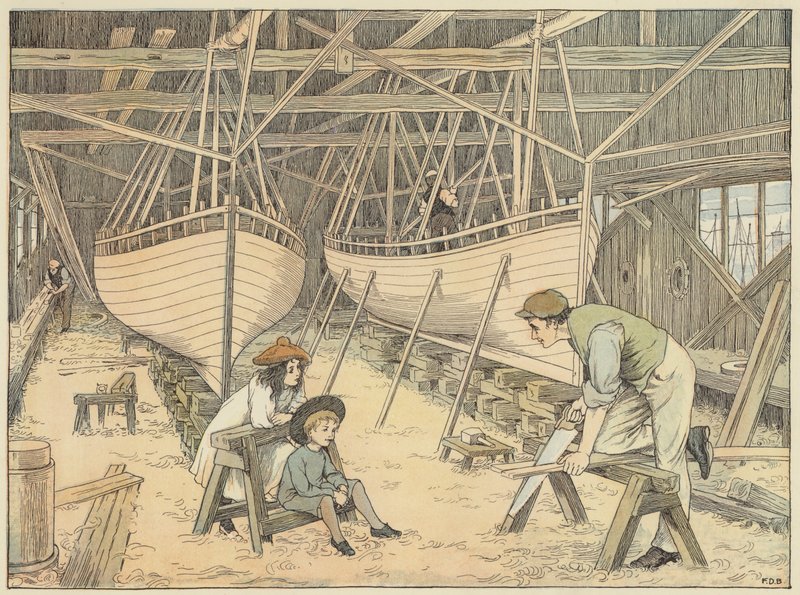 Costruttore navale (litografia a colori) da Francis Donkin Bedford