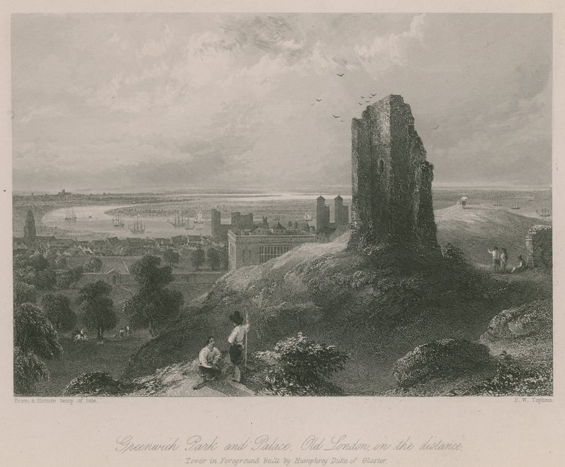 Greenwich Park e Palazzo, Vecchia Londra in lontananza da Francis William Topham