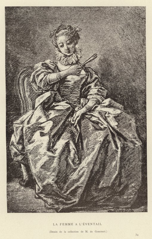 La donna con il ventaglio da Francois (after) Boucher