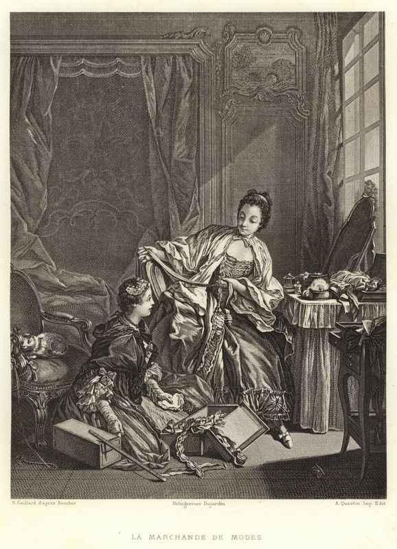La venditrice di mode (incisione) da Francois (after) Boucher