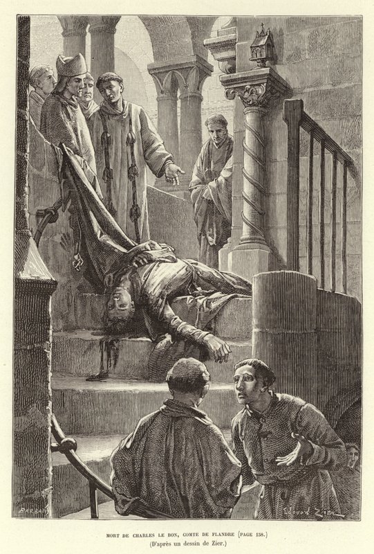 Morte di Carlo il Buono, Conte delle Fiandre, Bruges da Francois Edouard (after) Zier