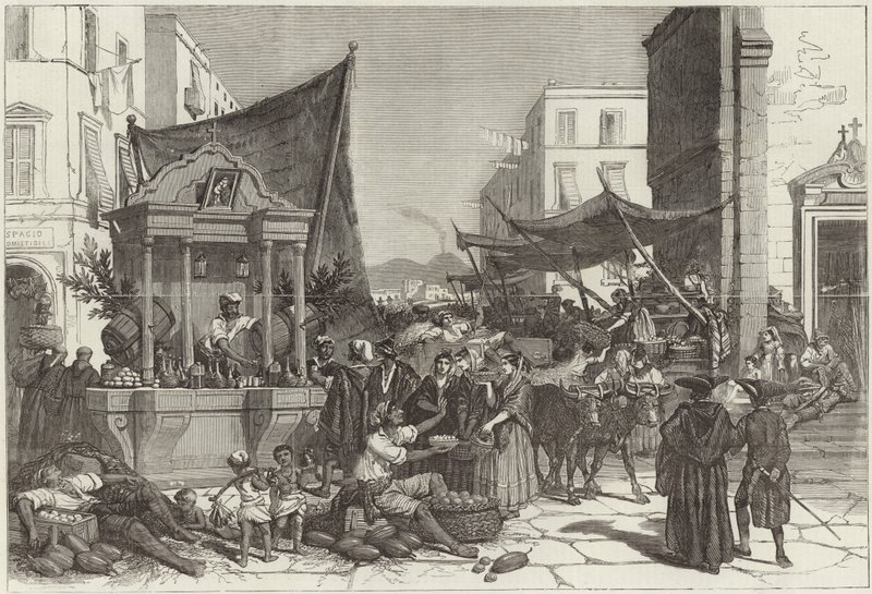 Una strada di Napoli (incisione) da Francois Fortune Antoine (after) Ferogio