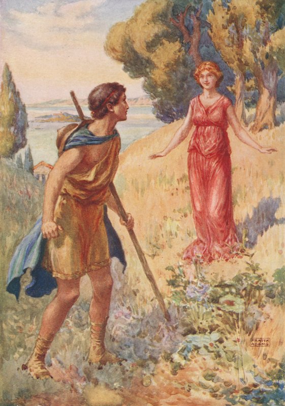 Lycius incontra Lamia, da Lamia di John Keats da Frank Adams