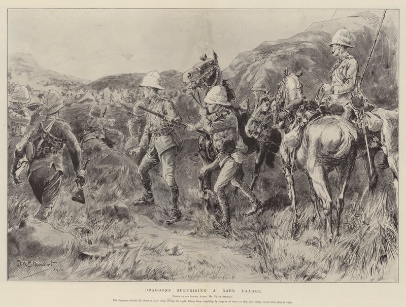 Dragoni che sorprendono un accampamento boero da Frank Algenon Stewart