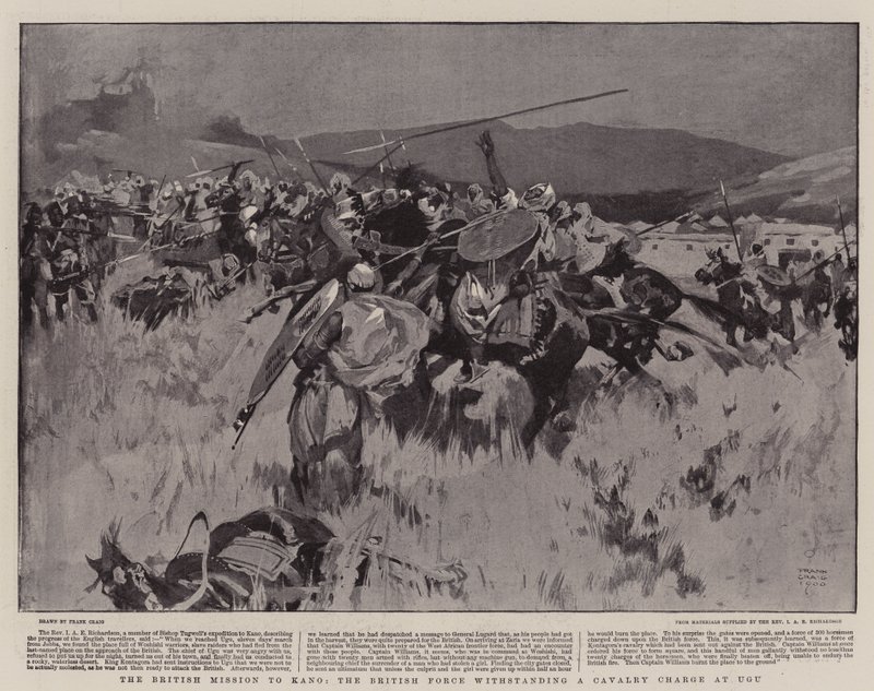 La Missione Britannica a Kano, la Forza Britannica che resiste a una Carica di Cavalleria a Ugu da Frank Craig