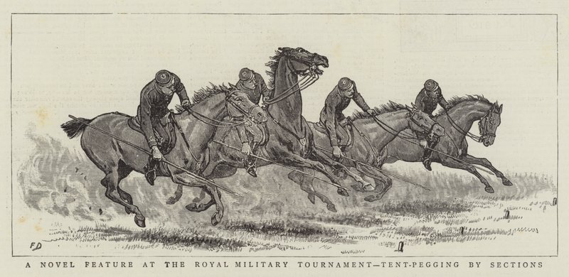 Una nuova caratteristica al Torneo Militare Reale, Tent-Pegging per sezioni da Frank Dadd