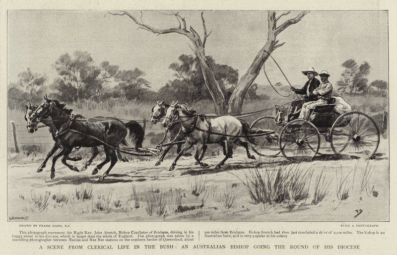 Una Scena di Vita Clericale nella Boscaglia, un Vescovo Australiano che gira per la sua Diocesi da Frank Dadd