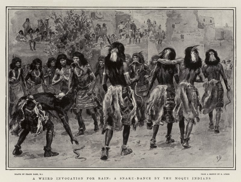 Una strana invocazione per la pioggia, una danza del serpente degli indiani Moqui da Frank Dadd