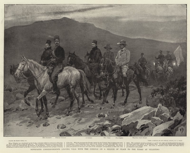 Corrispondenti di giornali che lasciano Volo con i Consoli in una missione di pace verso i Turchi a Velestino da Frank Dadd