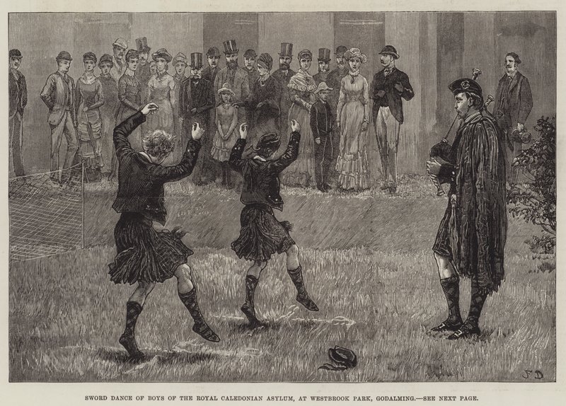 Danza della spada dei ragazzi del Royal Caledonian Asylum, a Westbrook Park, Godalming da Frank Dadd