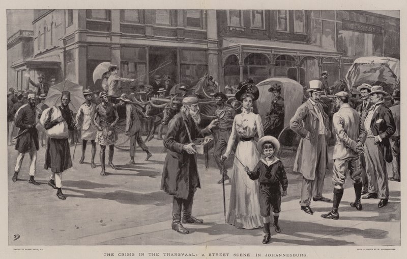 La crisi nel Transvaal, una scena di strada a Johannesburg da Frank Dadd