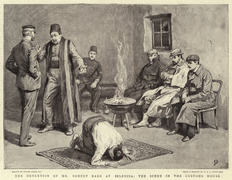 La detenzione di Mr Robert Barr a Seleucia, la scena nella dogana da Frank Dadd