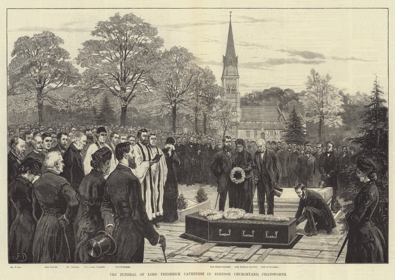 Il funerale di Lord Frederick Cavendish nel cimitero della chiesa di Edensor, Chatsworth da Frank Dadd