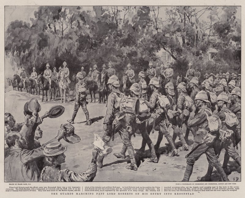 Le Guardie che marciano davanti a Lord Roberts al suo ingresso a Kroonstad da Frank Dadd