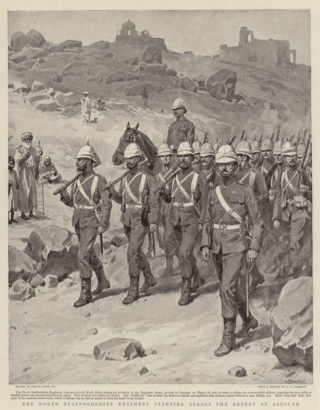 Il Reggimento del North Staffordshire attraversa il deserto ad Assouan da Frank Dadd