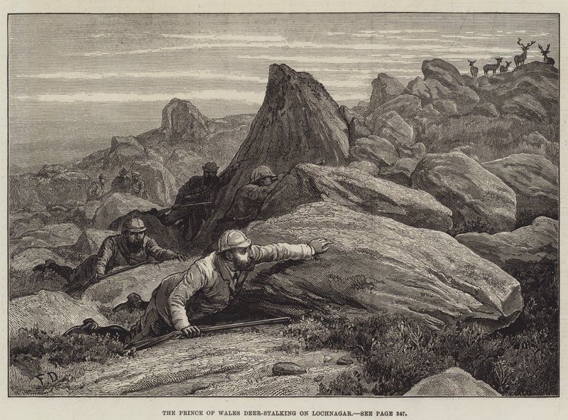 Il principe di Galles a caccia di cervi a Lochnagar da Frank Dadd