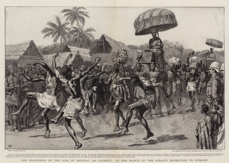 La processione del re di Bekwai, un episodio della marcia della spedizione Ashanti a Kumassi da Frank Dadd