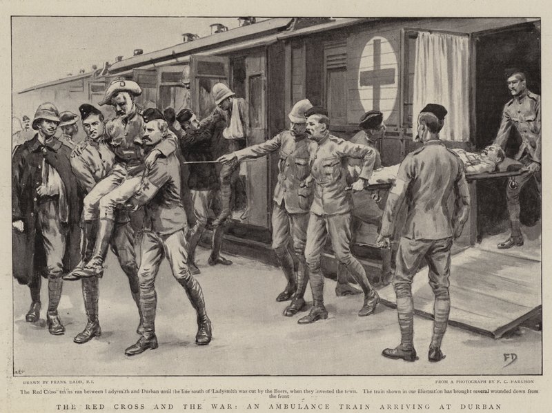 La Croce Rossa e la Guerra, un Treno Ambulanza che Arriva a Durban da Frank Dadd