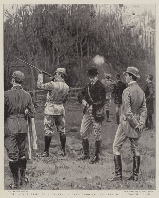 La visita reale a Blenheim, una giornata di caccia ad Abel Wood, North Leigh da Frank Dadd
