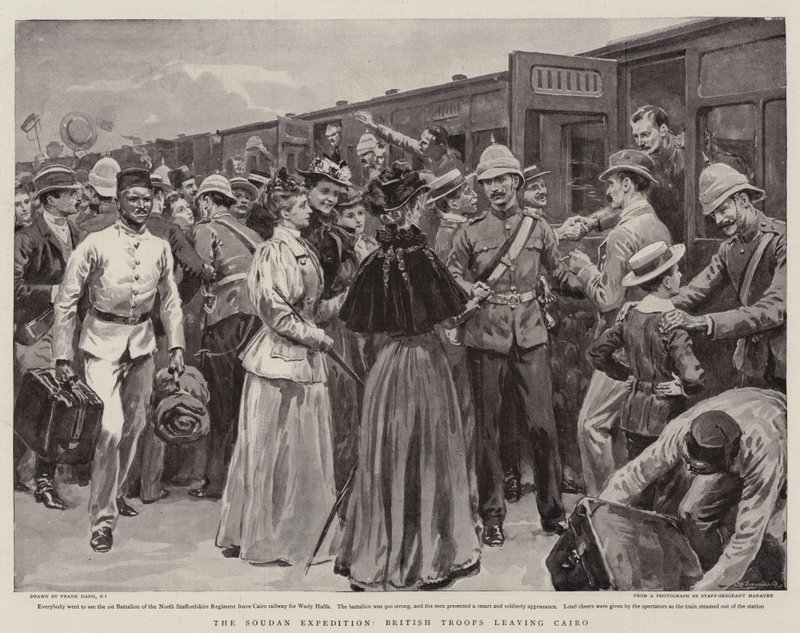 La spedizione del Sudan, truppe britanniche che lasciano il Cairo da Frank Dadd