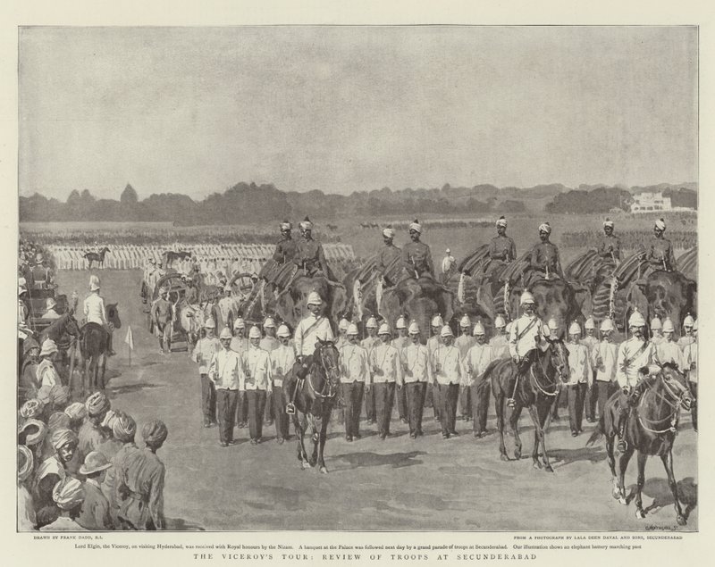 Il tour del Viceré, Revisione delle truppe a Secunderabad da Frank Dadd