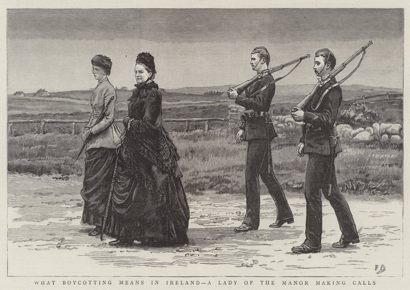 Cosa significa il boicottaggio in Irlanda, una signora del maniero fa visite da Frank Dadd