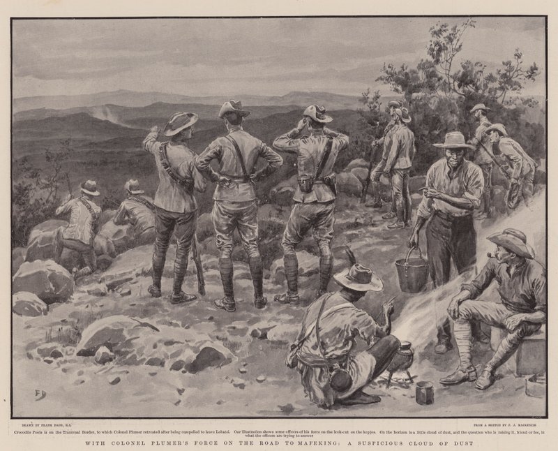 Con la forza del colonnello Plumer sulla strada per Mafeking, una nuvola di polvere sospetta da Frank Dadd