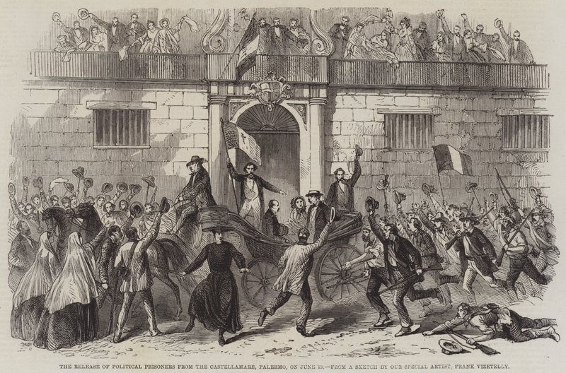 Il rilascio dei prigionieri politici dal Castellamare, Palermo, il 19 giugno da Frank Vizetelly