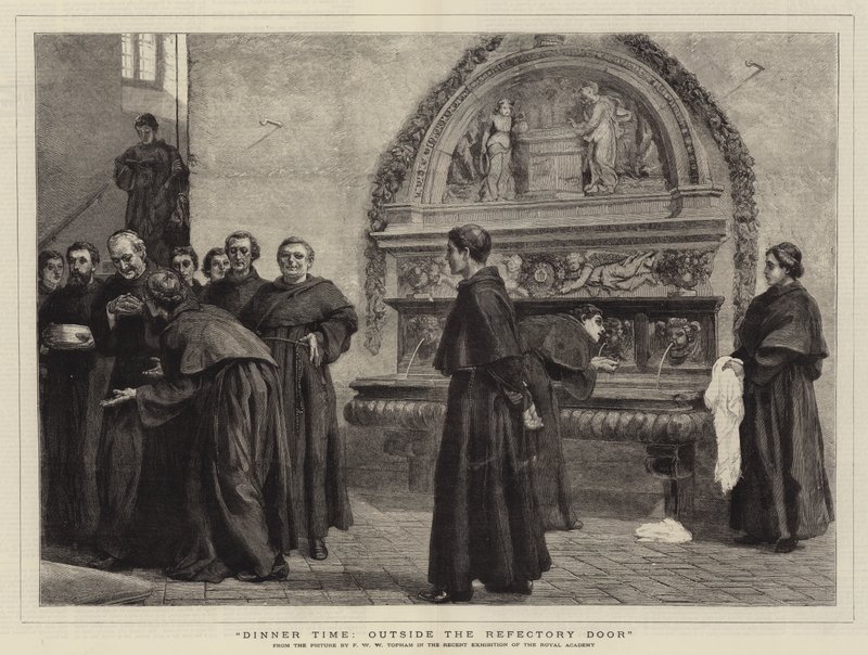 Ora di cena, fuori dalla porta del refettorio da Frank William Warwick Topham