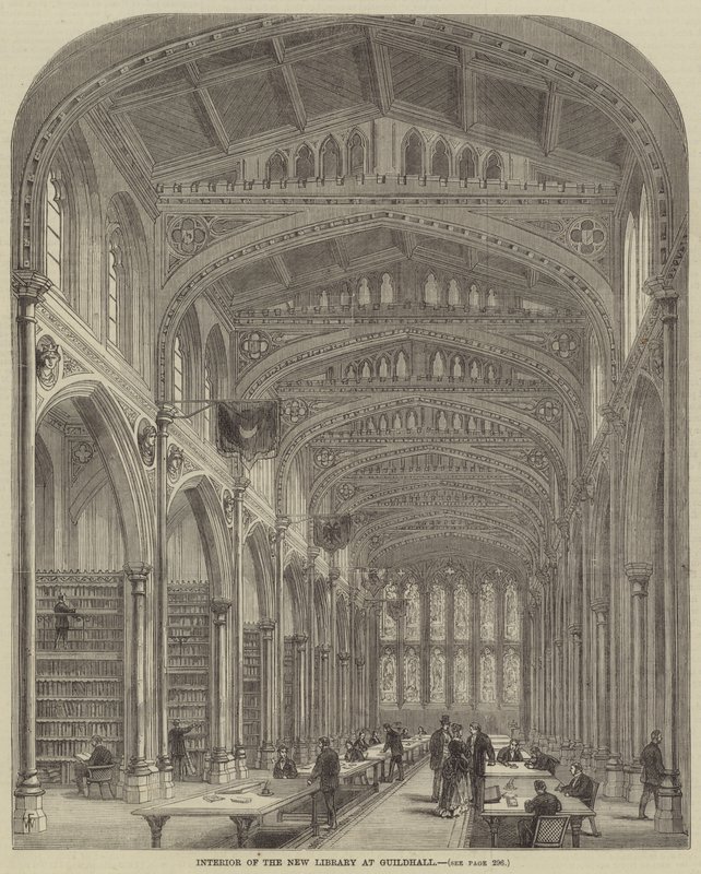Interno della nuova biblioteca alla Guildhall da Frank Watkins