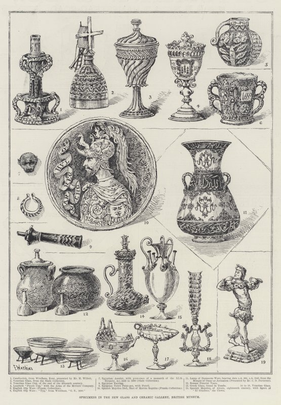 Esemplari nella Nuova Galleria di Vetro e Ceramica, British Museum da Frank Watkins