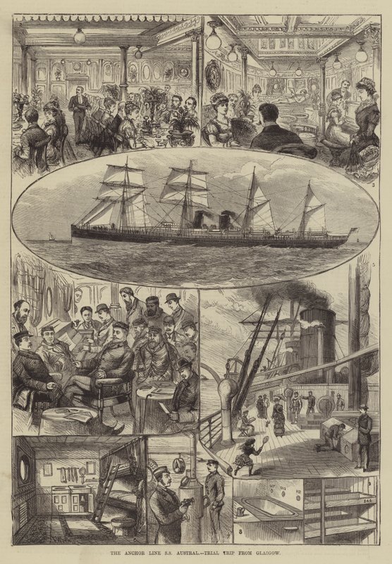 La SS Austral della Anchor Line, viaggio di prova da Glasgow da Frank Watkins