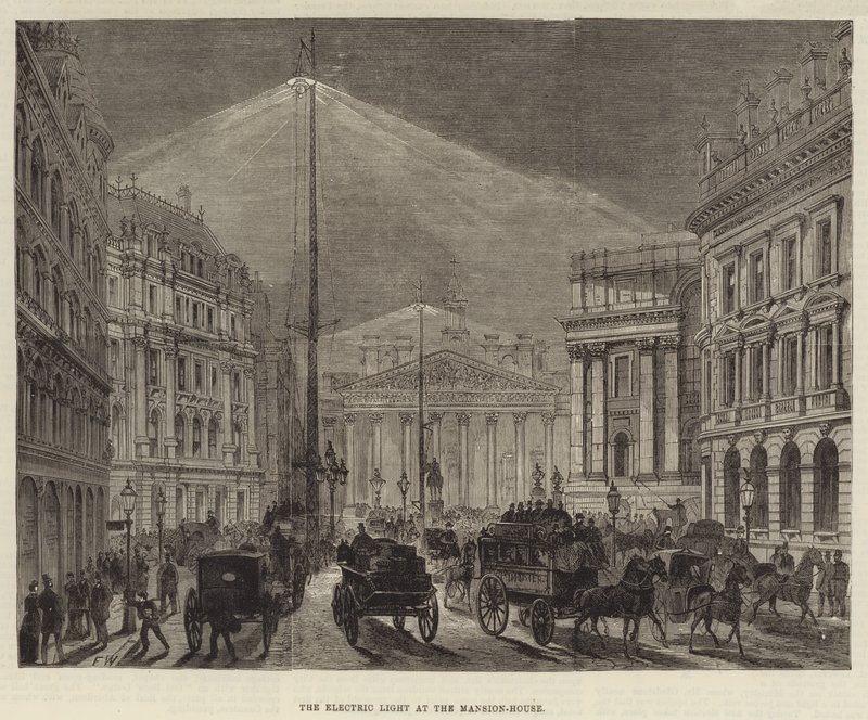 La luce elettrica alla Mansion-House da Frank Watkins
