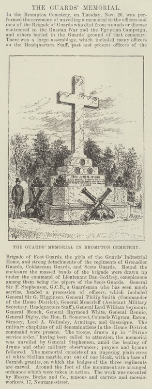 Il memoriale delle guardie nel cimitero di Brompton da Frank Watkins