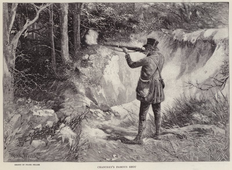 Sir Francis Chantrey uccide due beccacce con un solo colpo durante una caccia a Holkham Hall, Norfolk da Frank (after) Feller