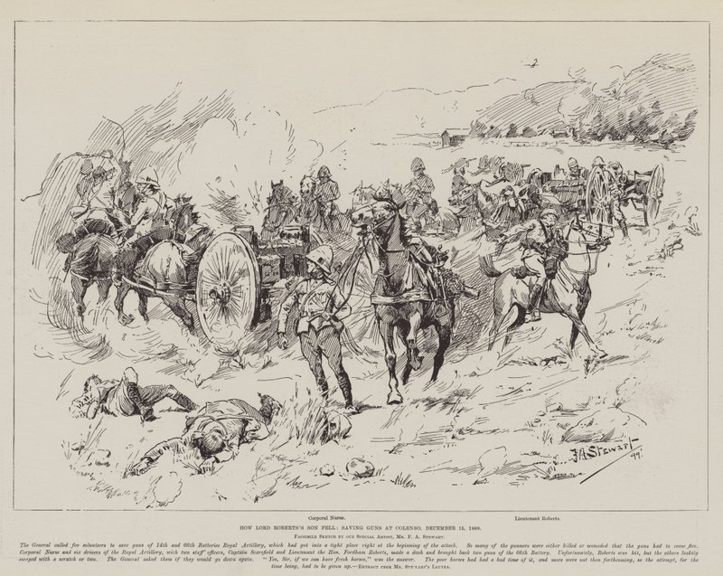 Come cadde il figlio di Lord Roberts, salvando i cannoni a Colenso, 15 dicembre 1899 da Frank Algenon Stewart