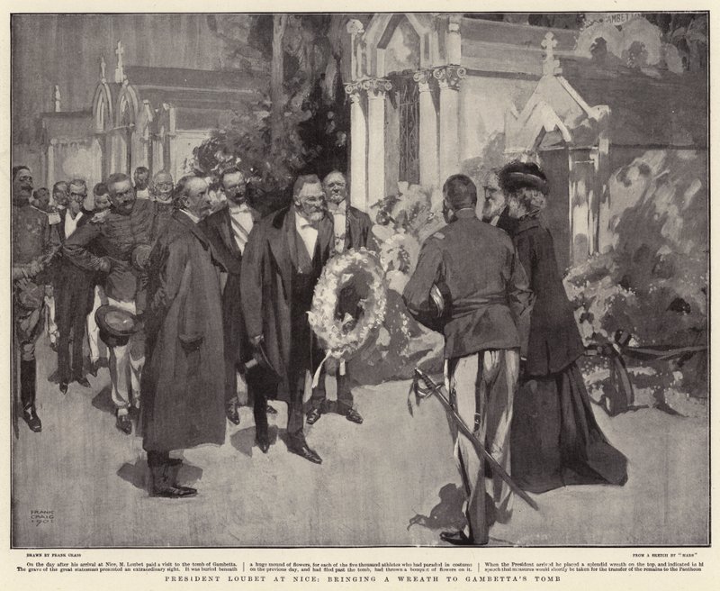 Il presidente Loubet a Nizza, porta una corona alla tomba di Gambetta da Frank Craig
