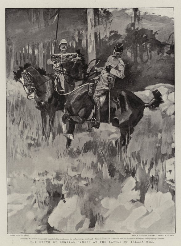 La morte del generale Symons alla battaglia di Talana Hill da Frank Craig