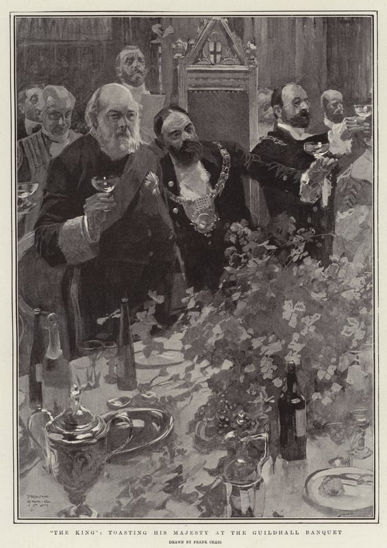 Il Re, Brindando alla Sua Maestà al Banchetto del Guildhall da Frank Craig