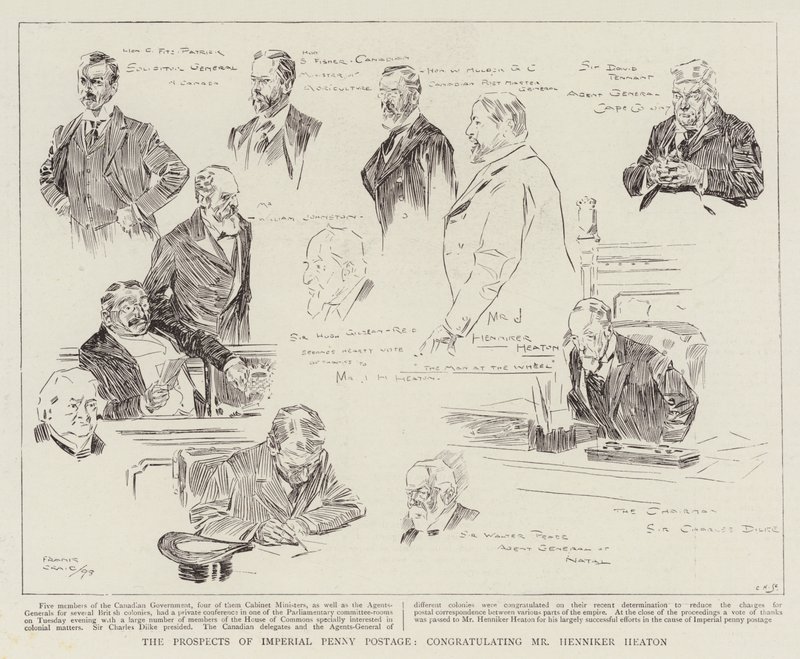 Le prospettive del francobollo imperiale, congratulazioni a Mr Henniker Heaton da Frank Craig