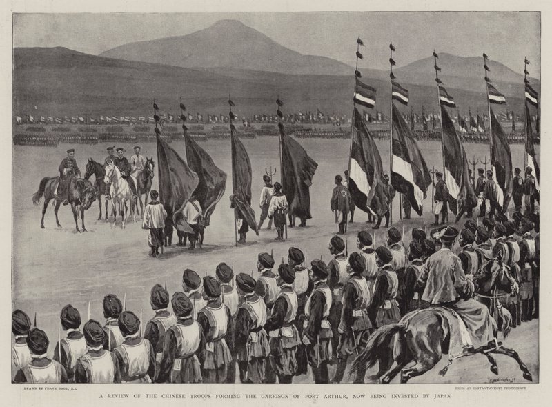 Una Rassegna delle Truppe Cinesi che Formano la Guarnigione di Port Arthur, ora Assediata dal Giappone da Frank Dadd