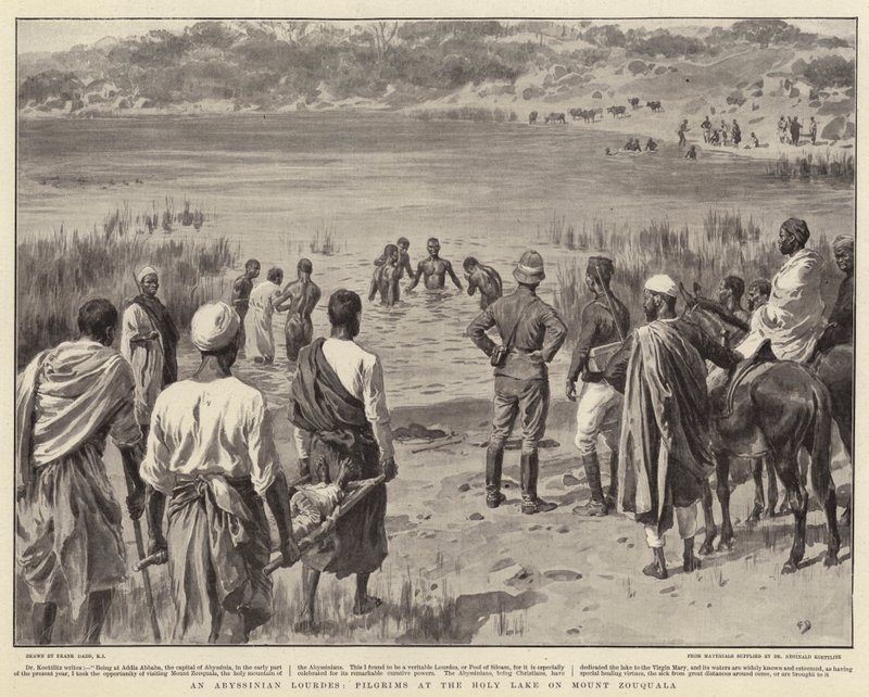 Un Lourdes Abissino, Pellegrini al Lago Sacro sul Monte Zouquala da Frank Dadd
