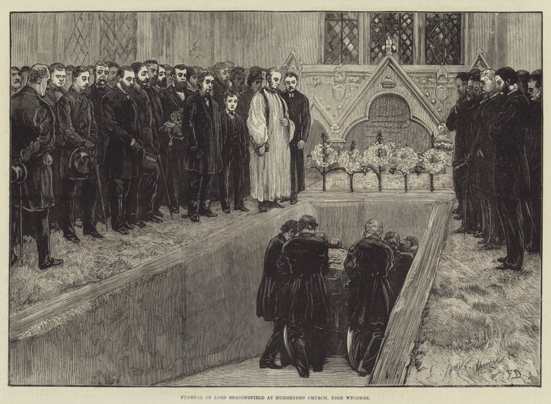 Funerale di Lord Beaconsfield alla Chiesa di Hughenden, High Wycombe da Frank Dadd