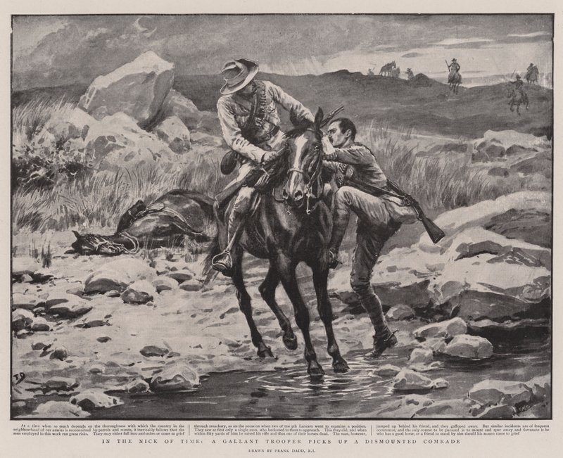 In tempo, un valoroso soldato raccoglie un compagno smontato da Frank Dadd