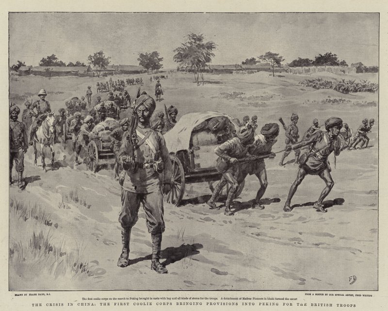 La Crisi in Cina, il Primo Corpo di Coolie che Porta Provviste a Pechino per le Truppe Britanniche da Frank Dadd