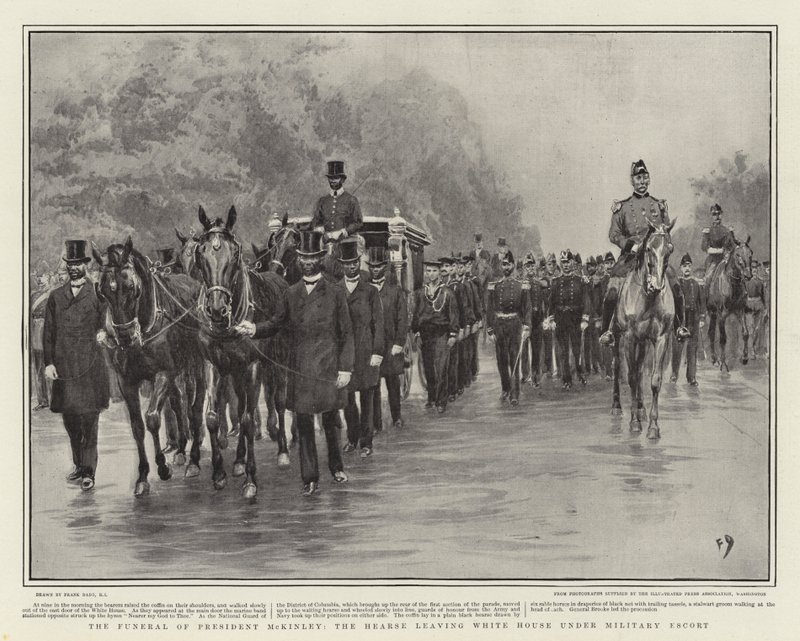 Il funerale del presidente McKinley, il carro funebre lascia la Casa Bianca sotto scorta militare da Frank Dadd