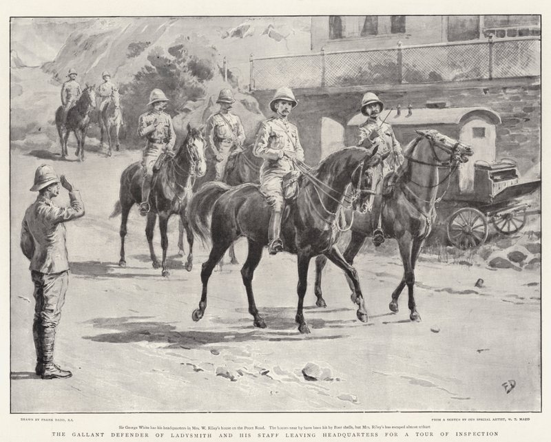 Il valoroso difensore di Ladysmith e il suo staff lasciano il quartier generale per un giro di ispezione da Frank Dadd