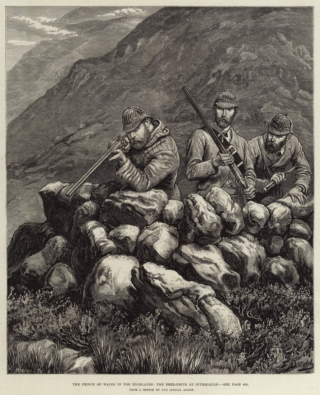Il Principe di Galles nelle Highlands, la caccia al cervo a Invercauld da Frank Dadd