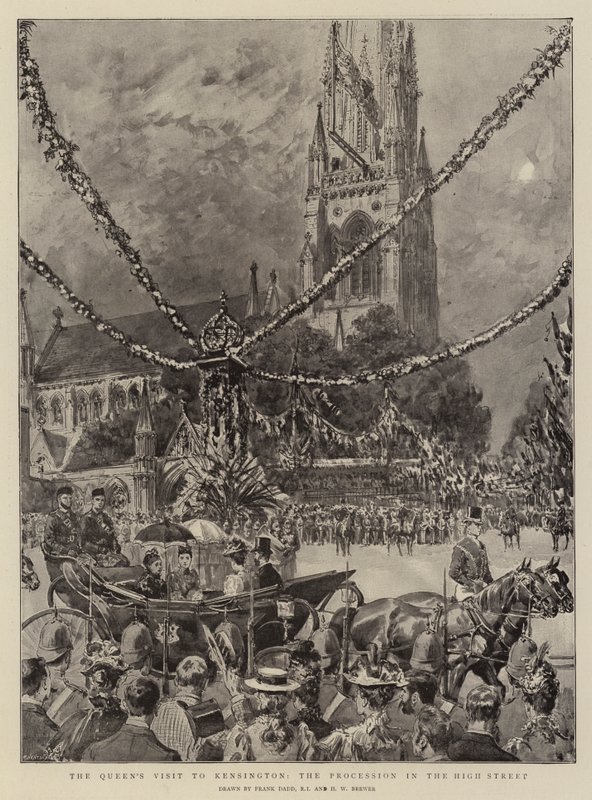 La visita della Regina a Kensington, la processione in High Street da Frank Dadd