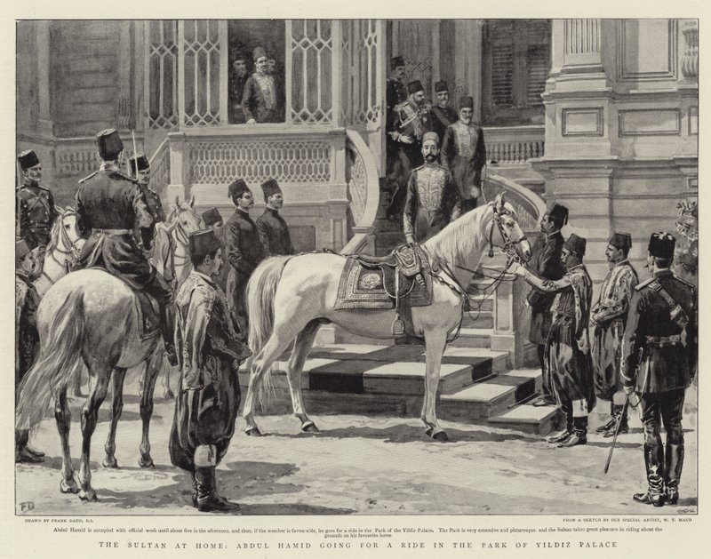 Il Sultano a casa, Abdul Hamid che va a fare un giro nel parco del Palazzo di Yildiz da Frank Dadd